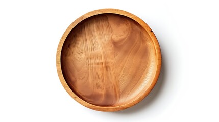 Aufkleber - Top view and perspective of empty wood plate isolated on white background : Generative AI