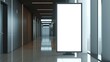 Template of a modern panel with blank white screen in an office corridor. Mockup for the design of advertisements. : Generative AI