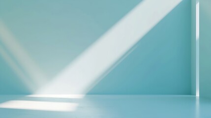 Leinwandbilder - Universal minimalistic blue background for presentation. A light blue wall in the interior with beautiful built-in lighting and a smooth floor. : Generative AI