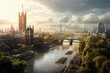 Environment concept, London, England in 10 years time (2034). 3D render, ai