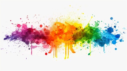 Color liquid ink splash abstract background rainbow art. Rainbow splash collage mix flow drip.