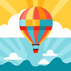 Wall Mural - Hot Air Balloon. In the style of a flat minimalist colors SVG vector