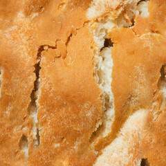 Seamless photo texture of torn bread crust pastry.