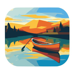 Wall Mural - Canoe. In the style of a flat minimalist colors SVG vector