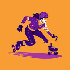 Roller Derby. In the style of a flat minimalist colors SVG vector