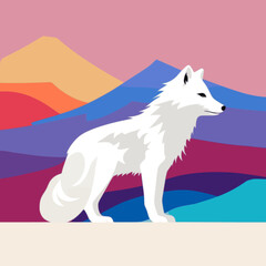 Wall Mural - Arctic Fox. In the style of a flat minimalist colors SVG vector