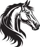 Fototapeta Konie - Horse head, black and white vector graphics