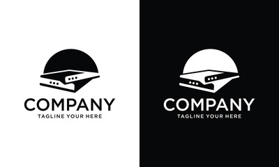 Wall Mural - Minimalist and modern book logo on a black and white background.