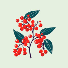 Wall Mural - Mistletoe. In the style of a flat minimalist colors SVG vector