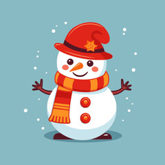 Wall Mural - Snowman. In the style of a flat minimalist colors SVG vector