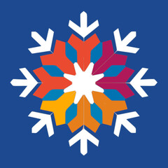 Sticker - Snowflake. In the style of a flat minimalist colors SVG vector