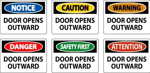 Sticker - Caution Sign Door Opens Outward