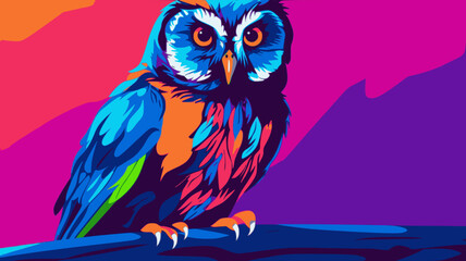 Wall Mural - Owl. In the style of a flat minimalist colors SVG vector