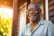 Confident African American Man Smiling Outside His Home, concept of home ownership