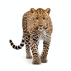 Wall Mural - a leopard, studio light , isolated on white background