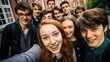 © Ruslan Batiuk - Global smiles: capturing joy in group selfies of cheerful and happy young people diverse nationalities, celebrating unity, friendship, cultural harmony in shared moments of happiness and togetherness.
