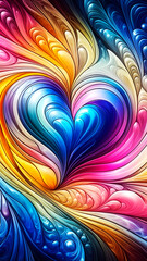 Wall Mural - abstract background and texture smartphone wallpaper with hearts and curves in vivid colors. artisti