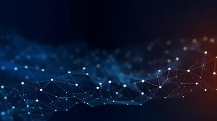 Wall Mural - future digital technology, abstract digital waves and particles on dark background