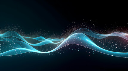 Wall Mural - future digital technology, abstract digital waves and particles on dark background