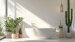 a white sunlit bathroom