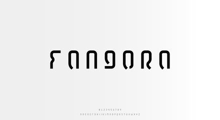 Wall Mural - abstract minimalist alphabet font design. modern futuristic scifi typography vector illustration