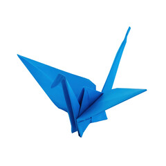 Wall Mural - blue origami paper bird crane isolated ong