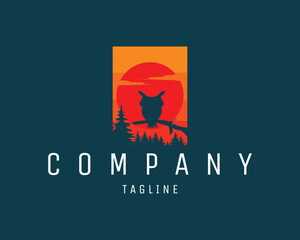 owl logo. isolated view of an owl on a tree with a big red moon is amazing. best for logos, badges, symbols, icons, design stickers, t-shirts. available in eps 10