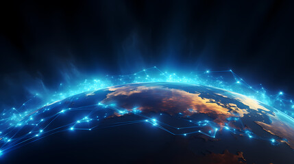 Wall Mural - digital technology universe earth abstract graphics poster web page ppt background