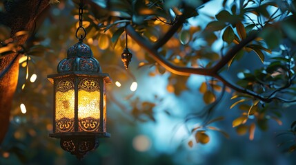 Wall Mural - Arabic lantern, Ramadan kareem background Generative Ai