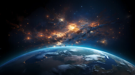 Wall Mural - earth in the cosmic sky, abstract space background of a planet in the universe