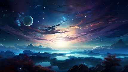 Wall Mural - earth in the cosmic sky, abstract space background of a planet in the universe