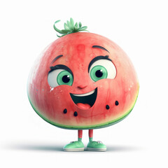 Wall Mural - Happy and excited 3D Watermelon Cartoon character