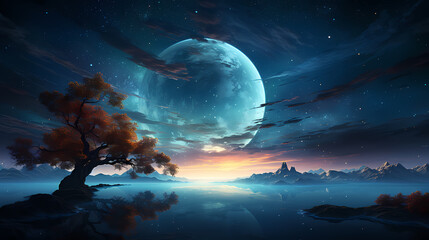 Wall Mural - earth in the cosmic sky, abstract space background of a planet in the universe