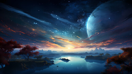 Wall Mural - earth in the cosmic sky, abstract space background of a planet in the universe
