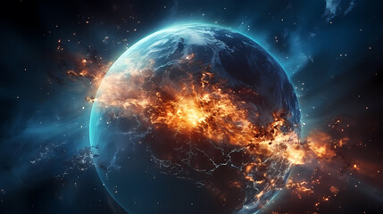 Wall Mural - earth in the cosmic sky, abstract space background of a planet in the universe
