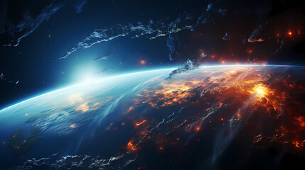Wall Mural - earth in the cosmic sky, abstract space background of a planet in the universe