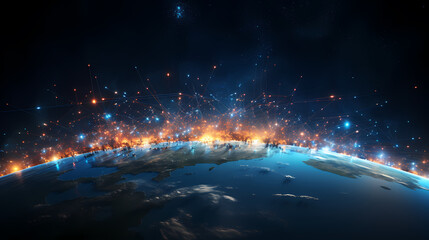 Wall Mural - earth in the cosmic sky, abstract space background of a planet in the universe