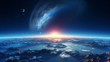 Wall Mural - earth in the cosmic sky, abstract space background of a planet in the universe