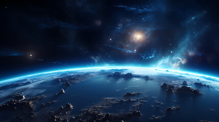 Wall Mural - earth in the cosmic sky, abstract space background of a planet in the universe