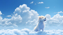 Illustration Of A Dog Shaped Cloud In The Blue Sky