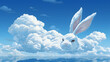 Illustration of a Rabbit shaped cloud in the blue sky