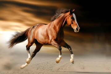 A Horse that fast runs in blur background .generative AI