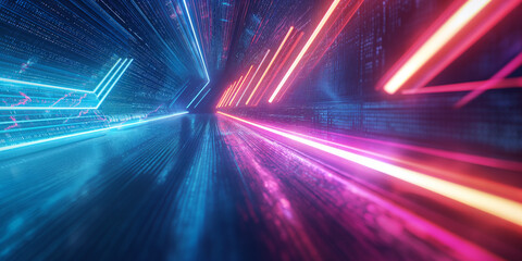 Abstract neon data stream concept
