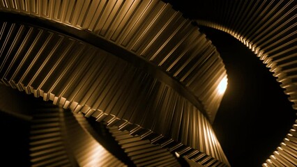 Wall Mural - abstract spinning bronze metal spiral, hypnotic effect. design. endless rotation of metal ribbons.