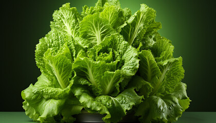 Canvas Print - Fresh green leaf vegetable salad, a healthy vegetarian meal generated by AI