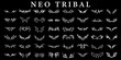 Neo tribal shapes. Gothic sharp elements, modern elements for tattoo, poster, cover, typography, abstract symmetrical design, various decorative elements. Vector set 2