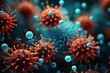 Virus molecules in close-up.