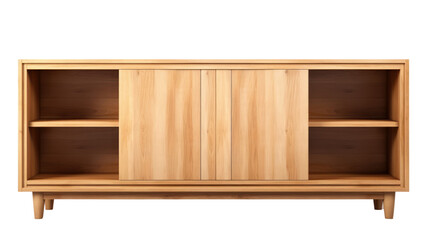 Industrial TV cabinet wooden furniture isolated on transparent and white background.PNG image.	