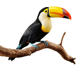 Wall Mural - Toucan on Branch Isolated on Transparent Background
