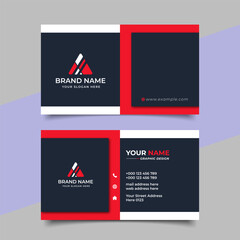 Wall Mural - red modern creative business card and name card horizontal simple clean template vector design
